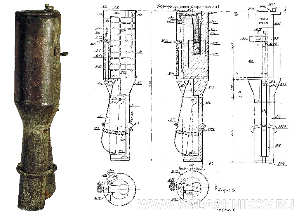 Общий вид и схема устройства гранаты образца 1914 года. Журнал Калашников
