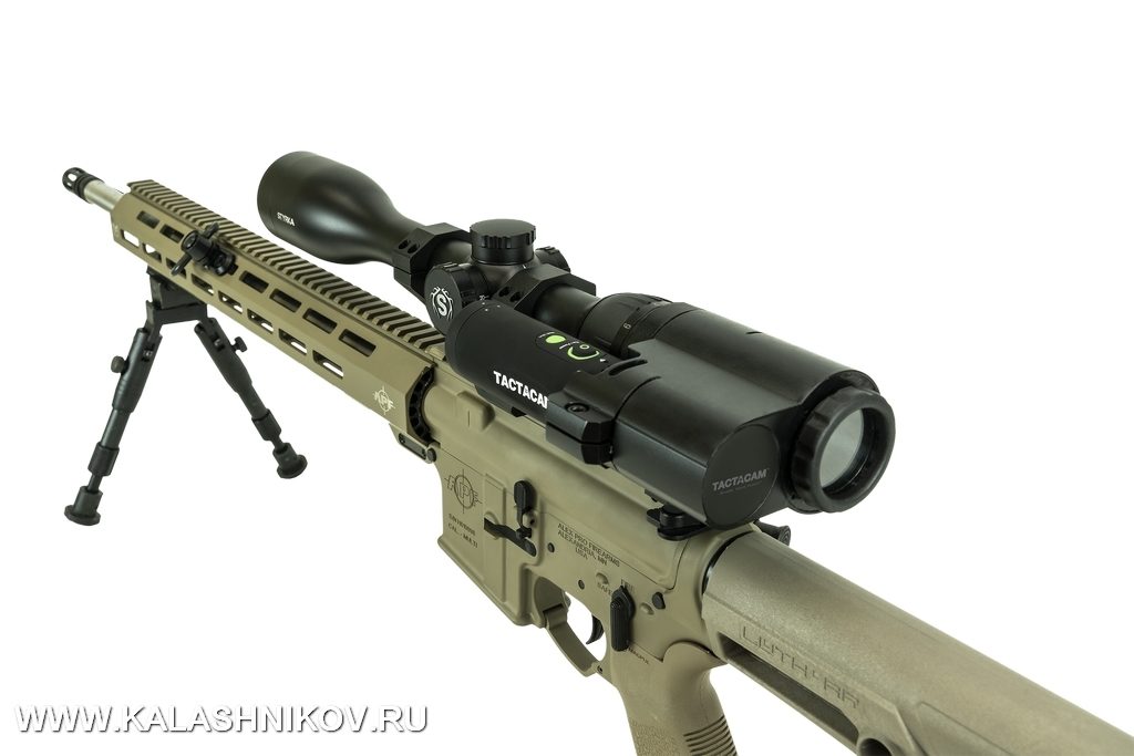 Tactacam FTS установленный на оптический прицел Tactacam FTS, Film Through the Scope, оптический прицед